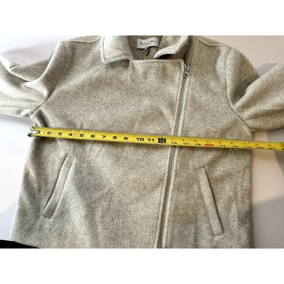 Michael Stars cream cropped moto jacket M quiet luxury - Picture 8 of 12